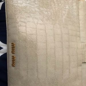 MIU MIU LIGHT SEAFOAM EMBOSSED CLUTCH